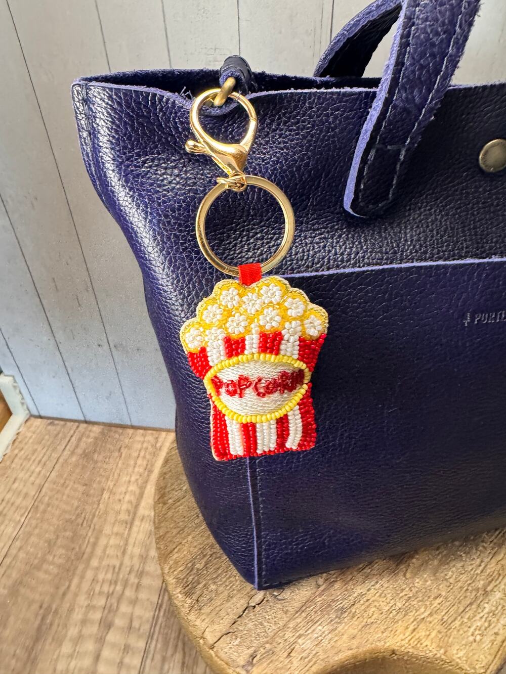Popcorn Bag Charm Beaded Purse Charm Popcorn Cute Purse Charm